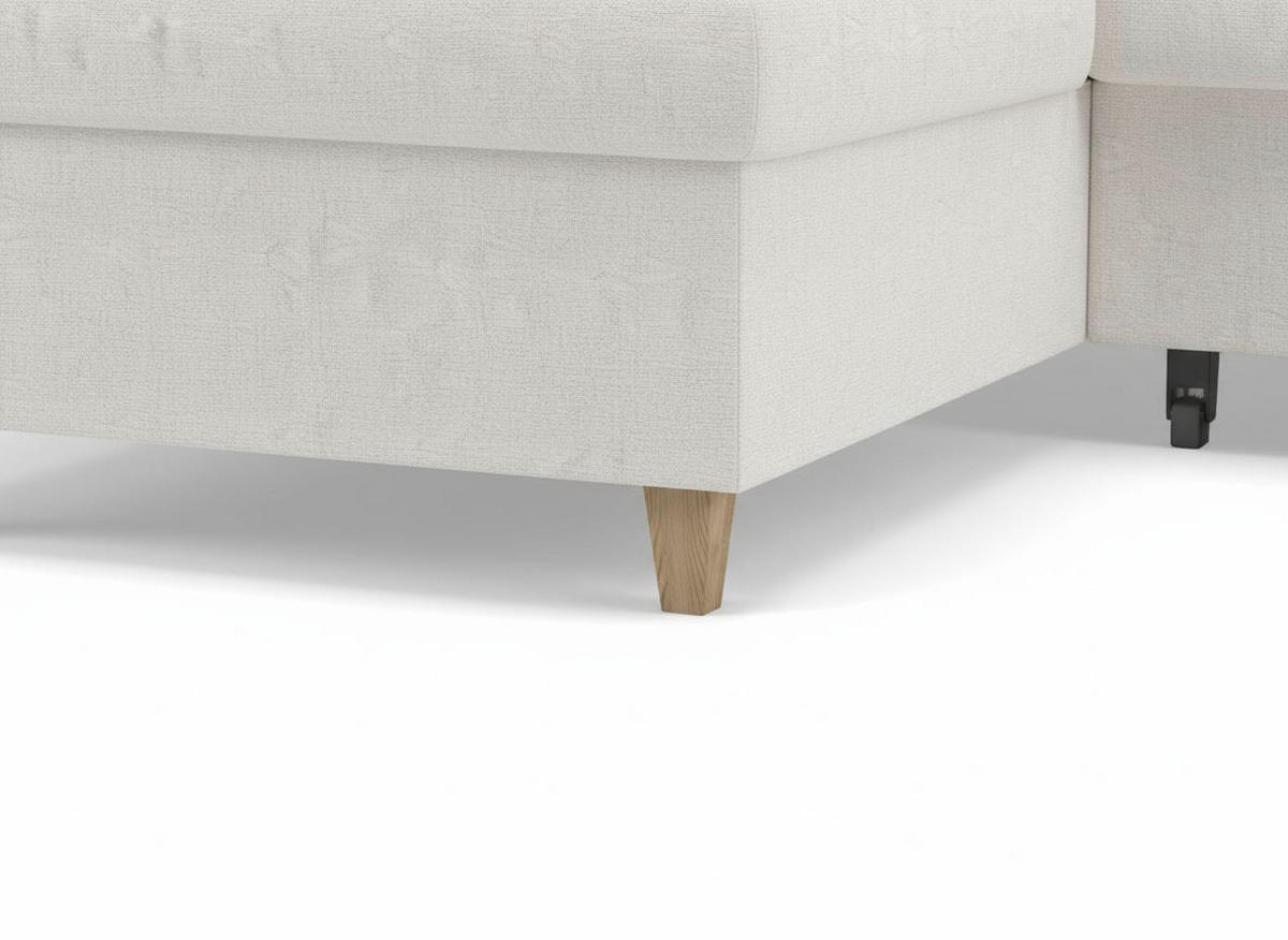 WOHNLANDSCHAFT NIKAS Creme Bouclé  - Buchefarben/Creme, Design, Holz/Textil (310/198/145cm) - MID.YOU