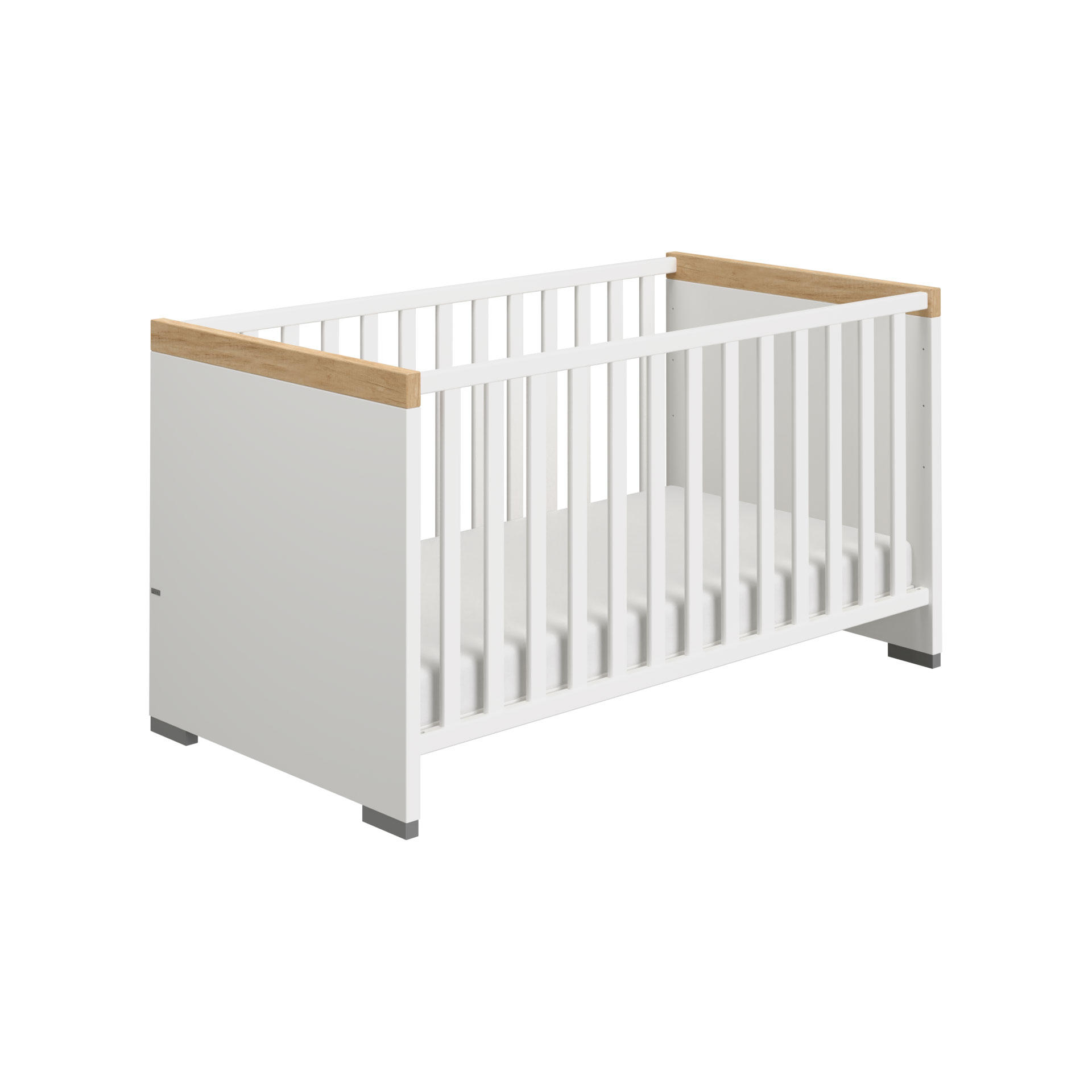 GITTERBETT Kira Eiche Nebraska/Kreideweiß 70/140 cm  - Eichefarben/Weiß, KONVENTIONELL, Holzwerkstoff (70/140cm) - Paidi