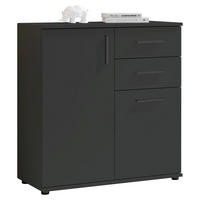 ŠIROKÁ KOMODA, antracitová, 80/84/35 cm - šedá/černá, Design, kompozitní dřevo/plast (80/84/35cm) - Livetastic