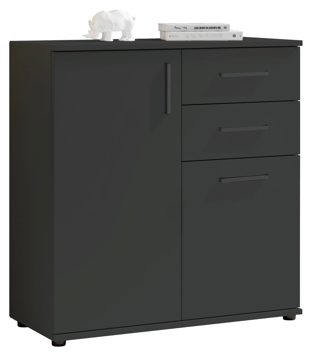 ŠIROKÁ KOMODA, antracitová, 80/84/35 cm - šedá/černá, Design, kompozitní dřevo/plast (80/84/35cm) - Livetastic