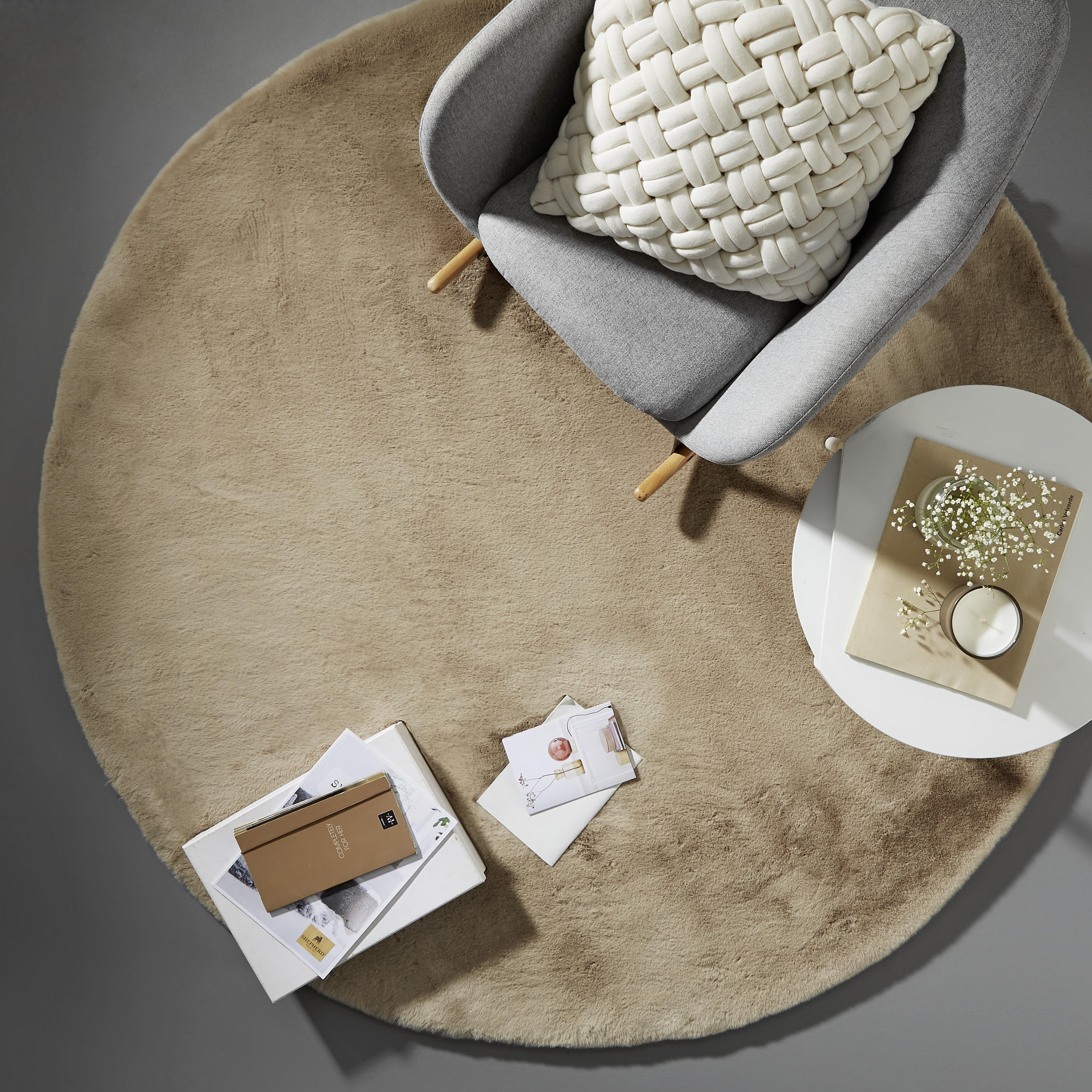 HOCHFLORTEPPICH 120 cm LIMA Taupe  - Taupe, Design, Textil (120cm) - Novel