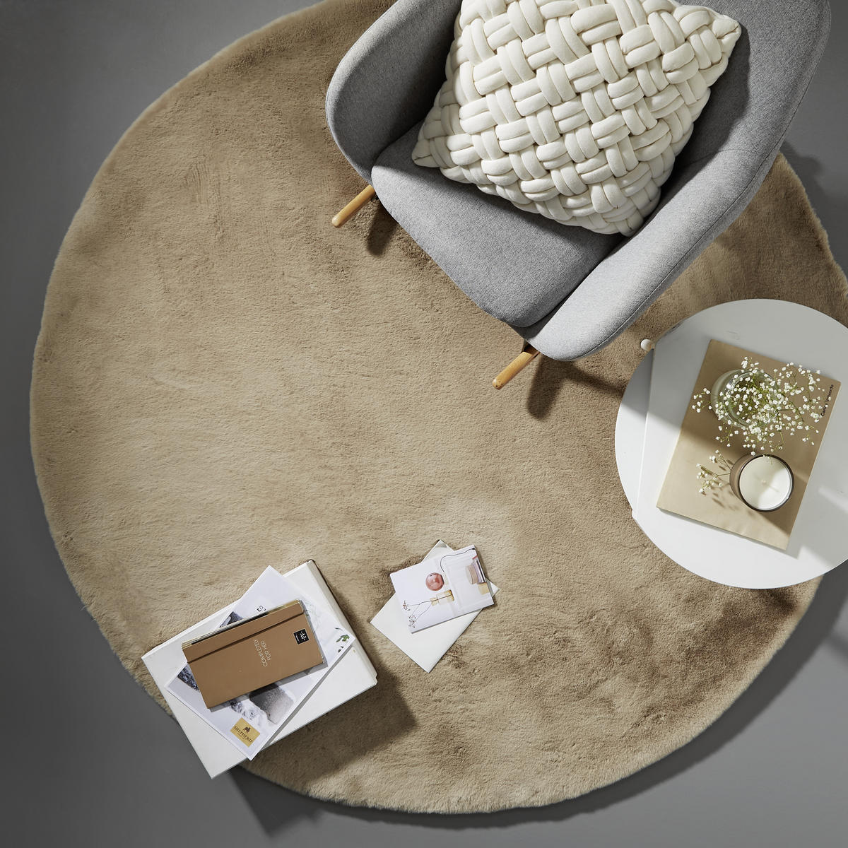 HOCHFLORTEPPICH 120 cm LIMA Taupe  - Taupe, Design, Textil (120cm) - Novel
