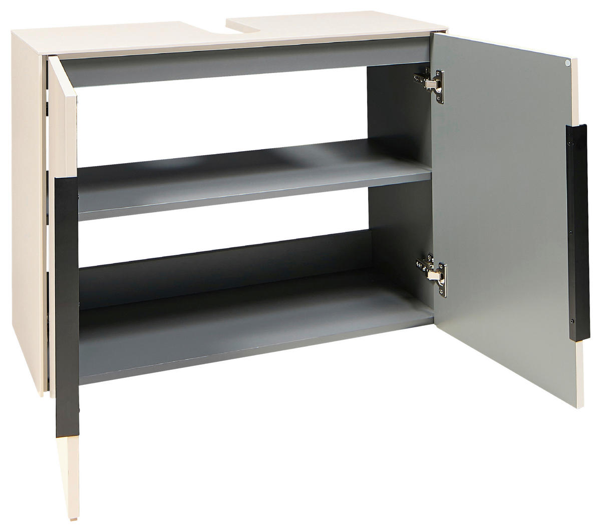 WASCHBECKENUNTERSCHRANK 80/60/33 cm  - Kaschmir/Schwarz, Design, Holzwerkstoff/Kunststoff (80/60/33cm) - home24