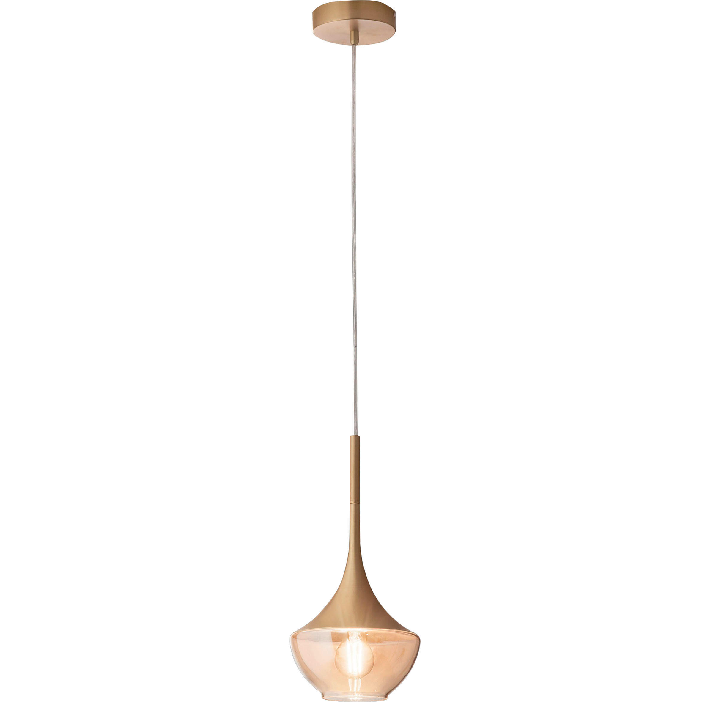 PENDELLEUCHTE Apollo 20/200 cm   - Messingfarben, Design, Glas/Metall (20/200cm) - Fabas Luce