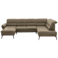 WOHNLANDSCHAFT  in Echtleder Hellbraun  - Hellbraun/Schwarz, Design, Leder/Metall (181/336/206cm) - Beldomo Speed