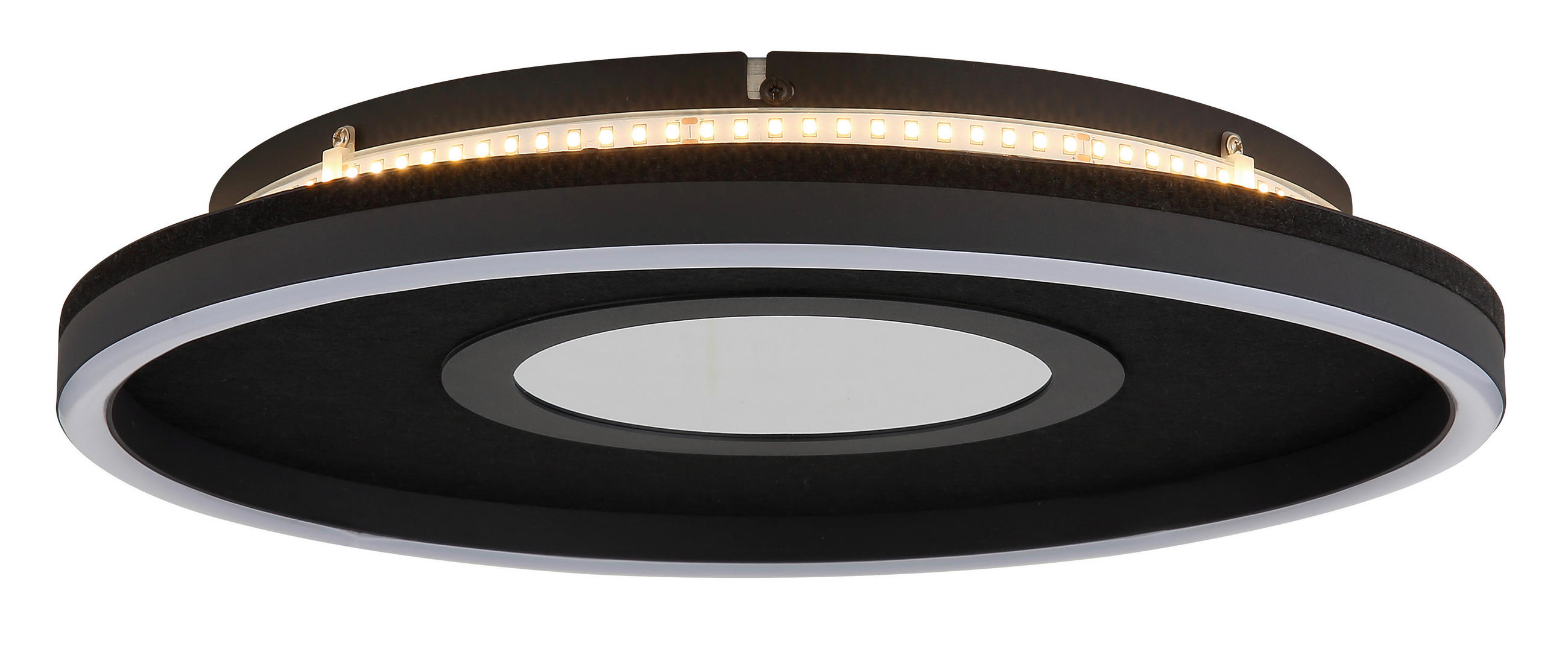 LED-DECKENLEUCHTE 39,7/6,3 cm   - Transparent/Schwarz, Design, Kunststoff/Textil (39,7/6,3cm)