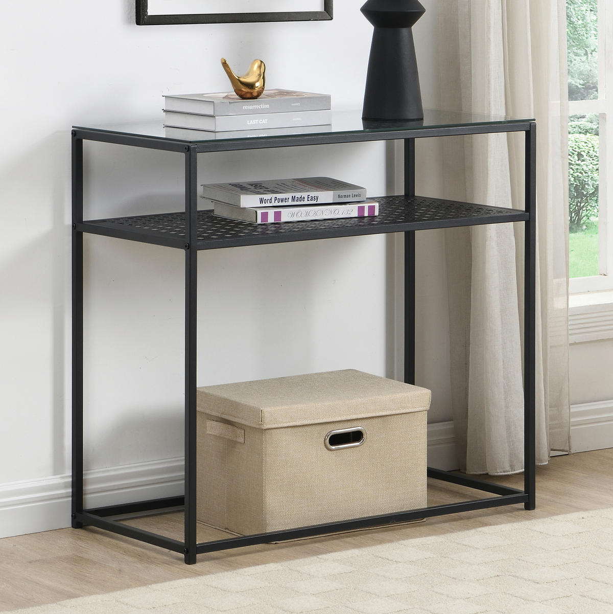 KONSOLENTISCH in Glas 80/40/77 cm    - Schwarz, Design, Glas/Metall (80/40/77cm) - MID.YOU