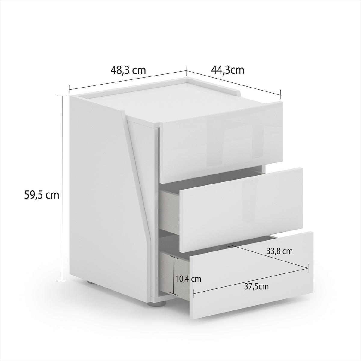 NACHTSCHRANK 48,3/59,5/44,3 cm  - Schwarz/Weiß, Design, Holzwerkstoff/Kunststoff (48,3/59,5/44,3cm) - Novel