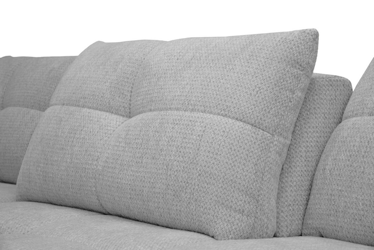 ECKSOFA Grau Chenille Armlehnenkissen, Rücken echt, Sitztiefenverstellung  - Schwarz/Grau, KONVENTIONELL, Textil/Metall (215/313cm) - Hom`in