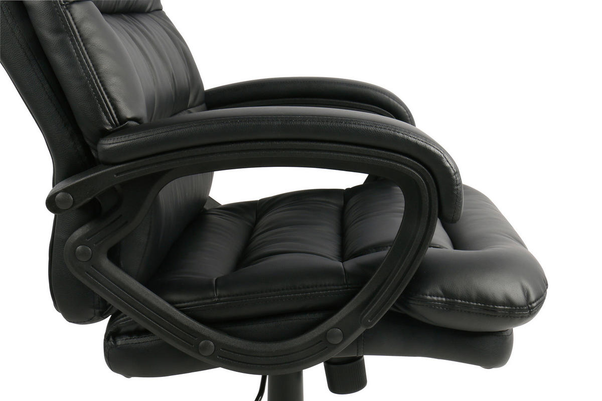 CHEFSESSEL Lederlook Schwarz  - Schwarz, MODERN, Kunststoff/Textil (67/113-122.5/78cm) - MID.YOU