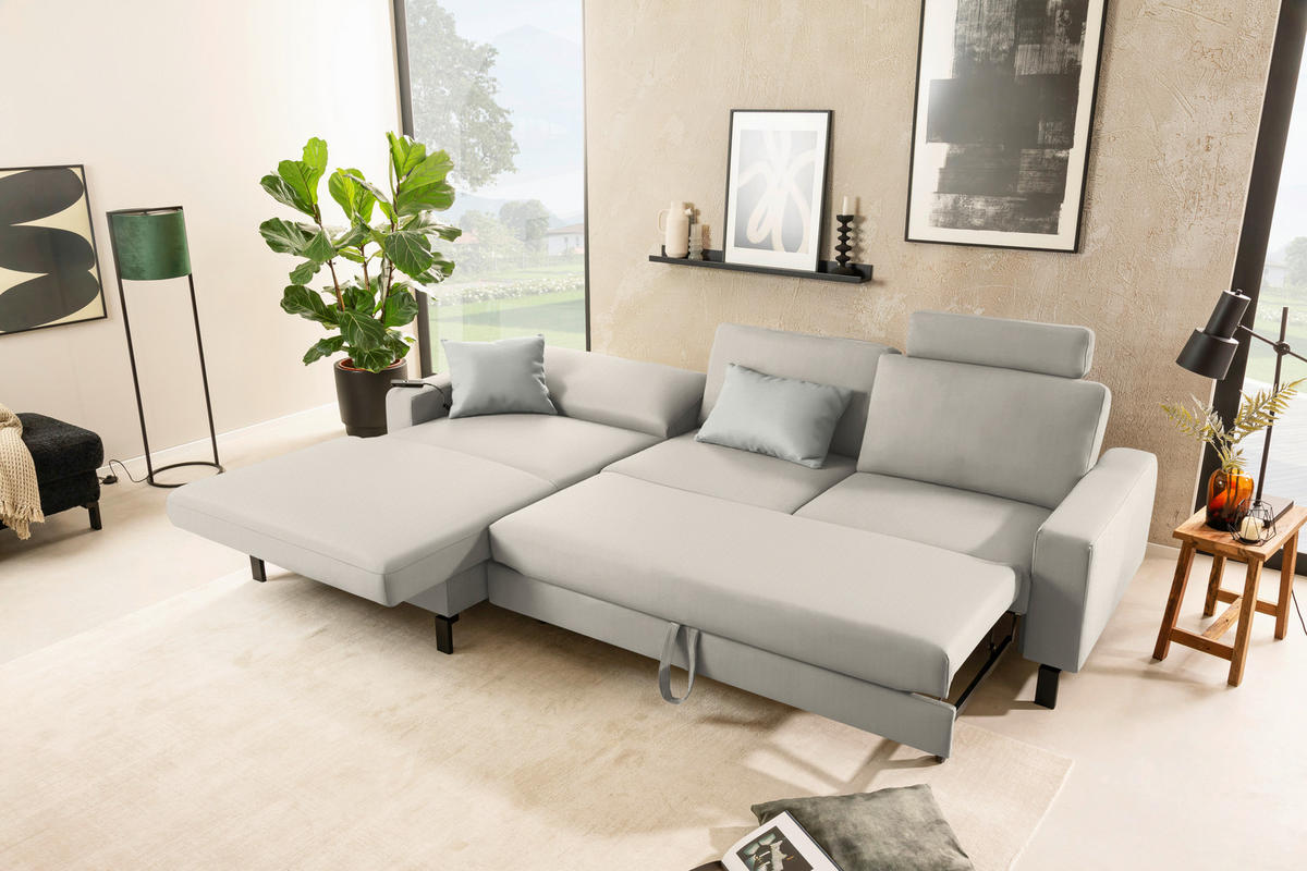 ECKSOFA Cord Naturfarben  - Schwarz/Naturfarben, Design, Textil/Metall (185/298cm) - Pure Home Lifestyle