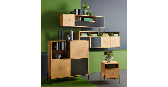 NACHTSCHRANK 44/55/40 cm  - Eichefarben/Schwarz, Design, Holzwerkstoff/Metall (44/55/40cm) - Carryhome