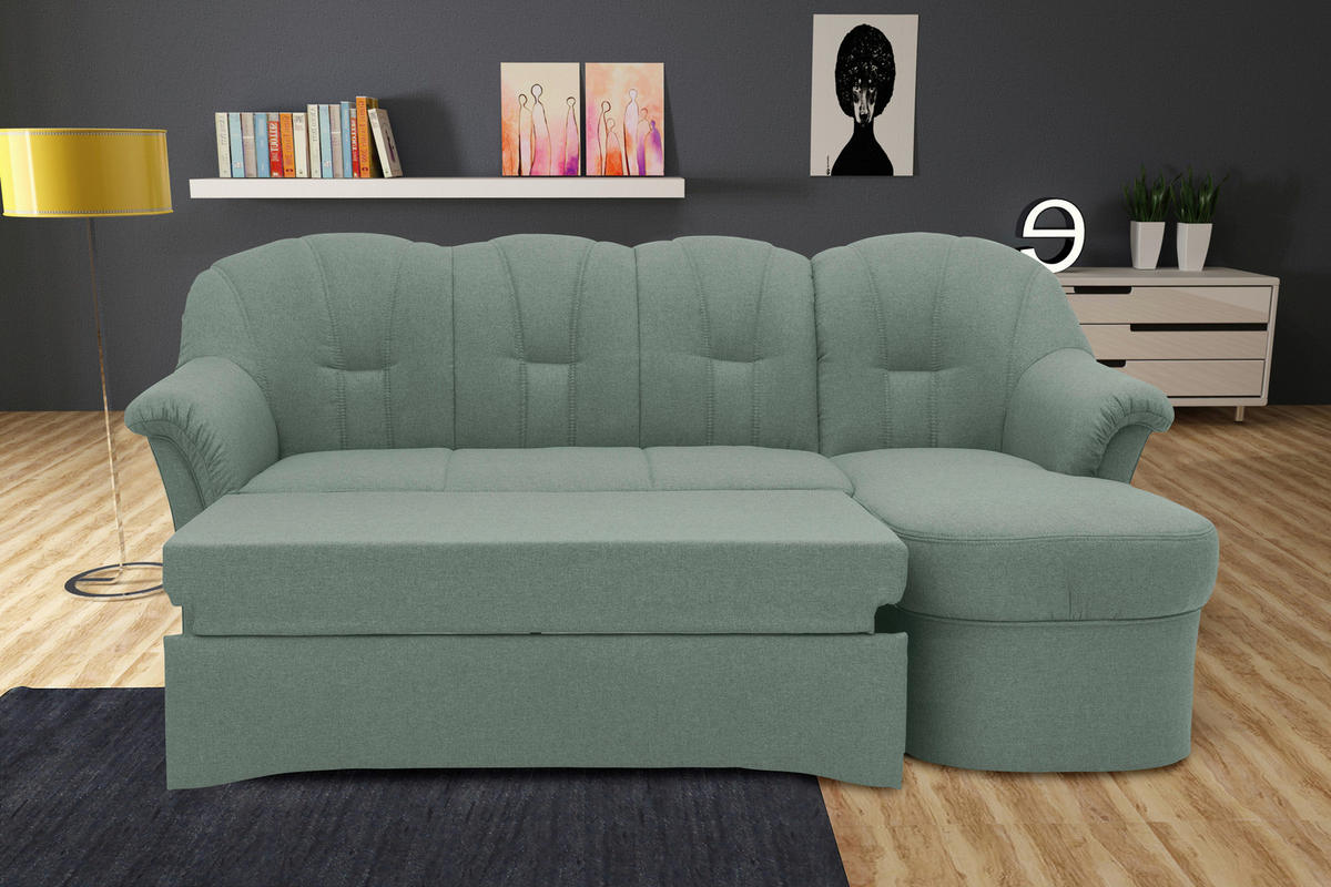 ECKSCHLAFSOFA in Webstoff Hellblau  - Schwarz/Hellblau, KONVENTIONELL, Kunststoff/Textil (233/142cm) - MID.YOU