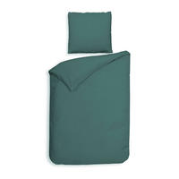 BETTWÄSCHE 2-teilig Punto Makosatin 135/200 cm  - Graugrün, Basics, Textil (135/200cm) - Heckettlane
