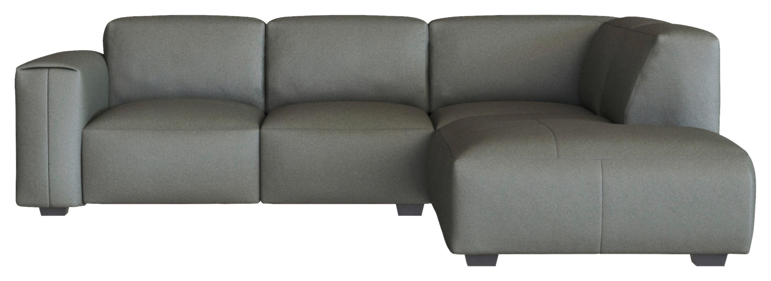 ECKSOFA Dunkelgrau Echtleder  - Dunkelgrau/Schwarz, Design, Leder/Holz (256/231cm) - Livetastic