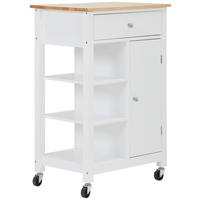 SERVIERWAGEN Kautschukholz massiv Braun, Naturfarben, Weiß  - Silberfarben/Braun, Basics, Holz/Holzwerkstoff (57/40/86,5cm) - Xora