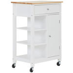 SERVIERWAGEN Kautschukholz massiv Braun, Naturfarben, Weiß  - Silberfarben/Braun, Basics, Holz/Holzwerkstoff (57/40/86,5cm) - Xora