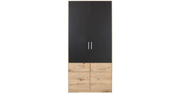 KLEIDERSCHRANK 91/197/54 cm 2-türig  - Dunkelgrau/Silberfarben, Design, Holzwerkstoff/Kunststoff (91/197/54cm) - Carryhome