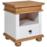 NACHTKÄSTCHEN in vollmassiv Kiefer Weiß, Eichefarben  - Eichefarben/Schwarz, LIFESTYLE, Holz/Metall (52/59/43cm) - Ti'me