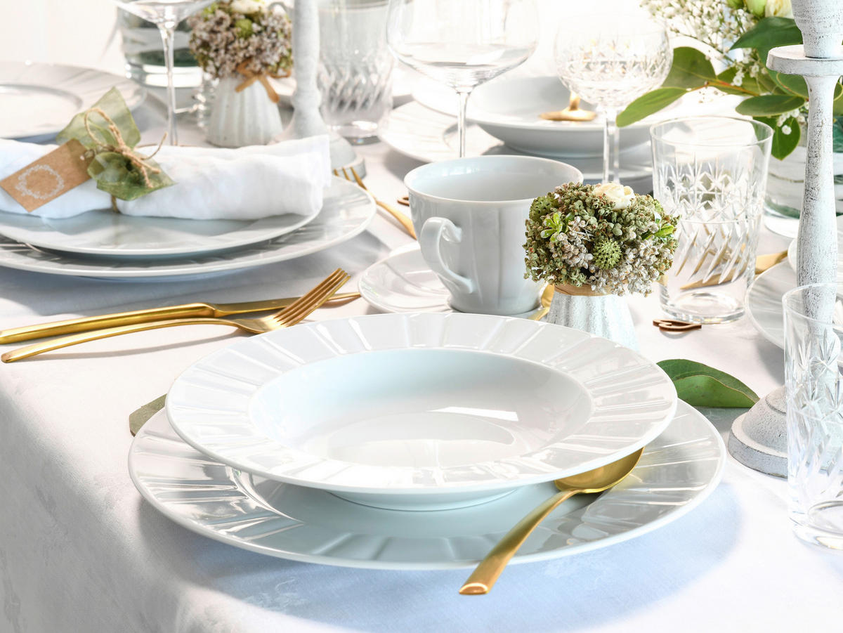KOMBINOVANÁ SOUPRAVA, 30dílné, porcelán - bílá, Basics, keramika - Creatable
