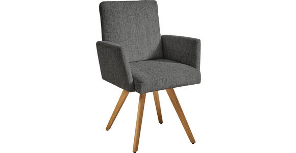 ARMLEHNSTUHL in Chenille - Eichefarben/Grau, Design, Holz/Textil (56/92/60cm) - Dieter Knoll