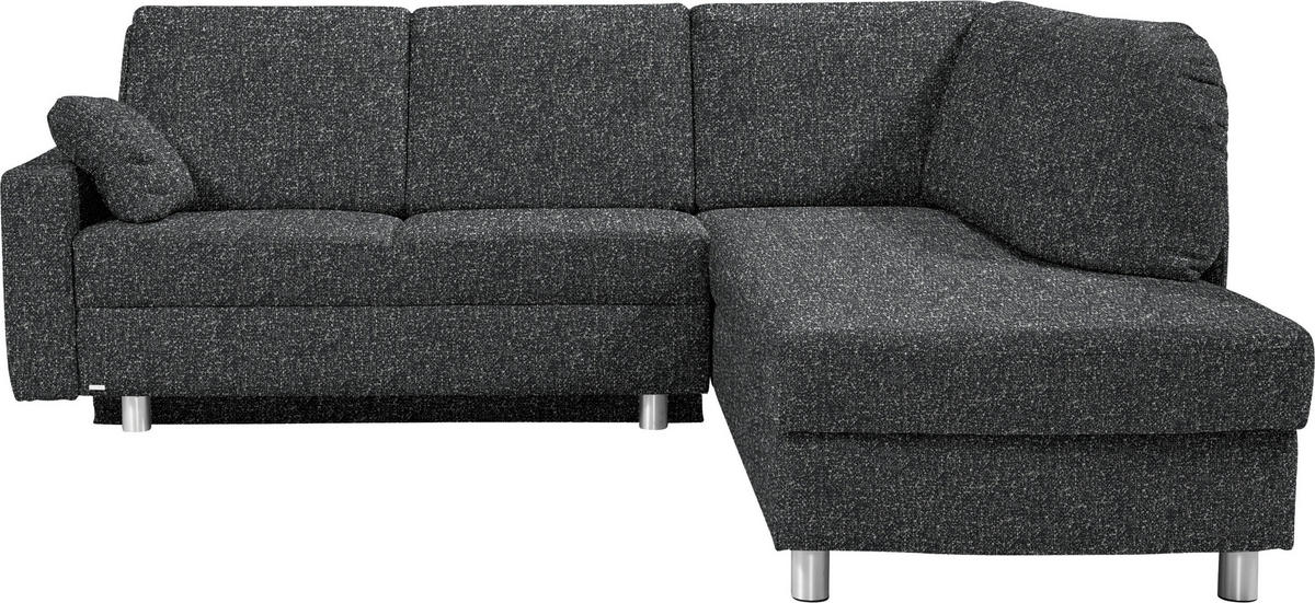 ECKSOFA  in Mikrovelours Anthrazit  227/208 cm  - Anthrazit/Alufarben, KONVENTIONELL, Textil/Metall (227/208cm) - Sedda