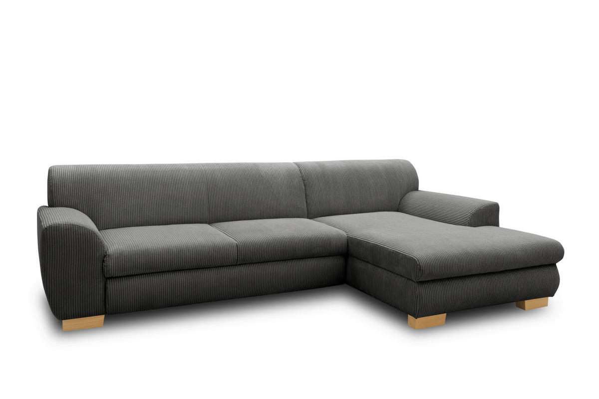 ECKSOFA NIKA Schlammfarben Webstoff  - Schlammfarben/Silberfarben, Basics, Holz/Textil (277/156cm) - MID.YOU