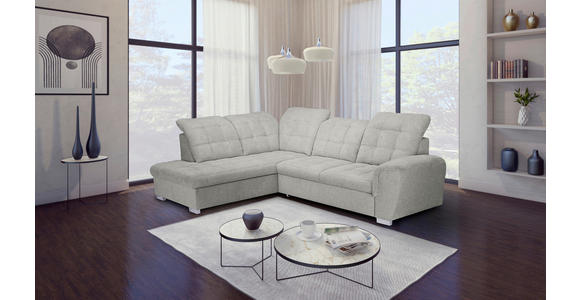 ECKSOFA Beige Chenille - Chromfarben/Beige, KONVENTIONELL, Kunststoff/Textil (205/260cm) - Carryhome