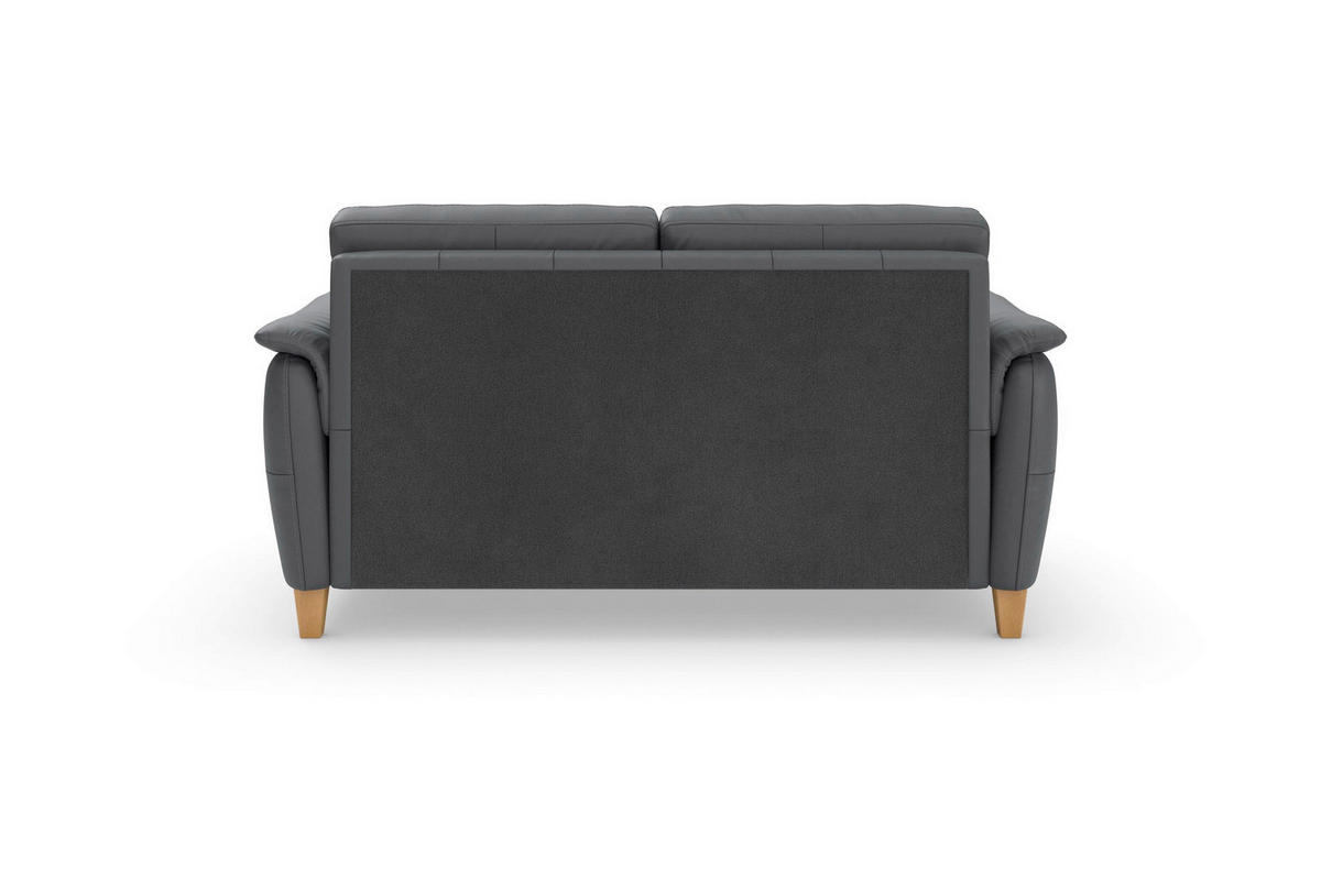 3-SITZER-SOFA PALMERA E Echtleder Schwarz  - Eichefarben/Schwarz, Basics, Leder/Holz (179/89/89cm) - Sit & More