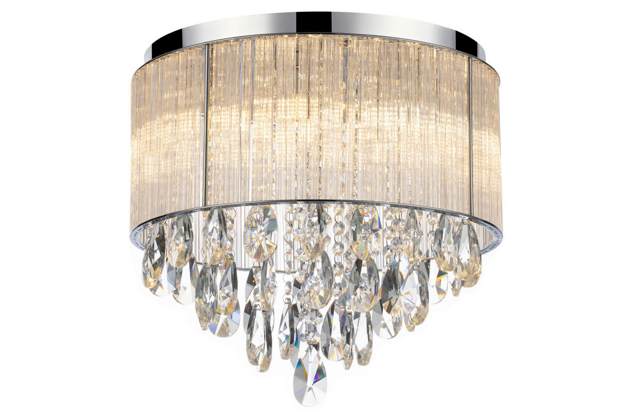 STROPNÉ SVIETIDLO, 39/45 cm  - číra, Konventionell, kov/sklo (39/45cm) - Glandor