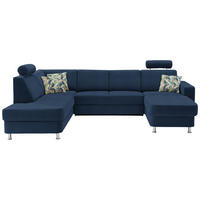 SEDEŽNA GARNITURA, šenilja modra  - barve kroma/modra, Design, umetna masa/tekstil (198/301/165cm) - Xora