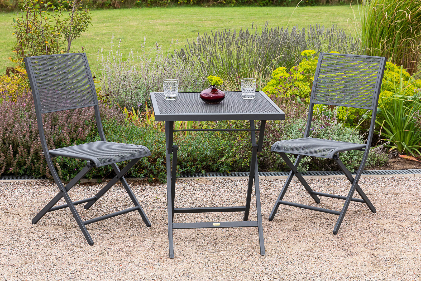 GARTENKLAPPSTUHL Stahl Graphitfarben  - Graphitfarben, MODERN, Metall (41/89/57cm) - Gardenson