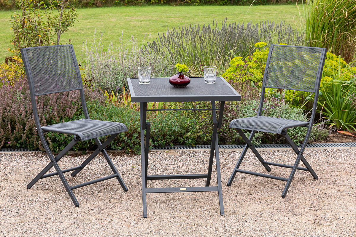 GARTENKLAPPSTUHL in Metall Graphitfarben  - Graphitfarben, MODERN, Metall (41/89/57cm) - Gardenson