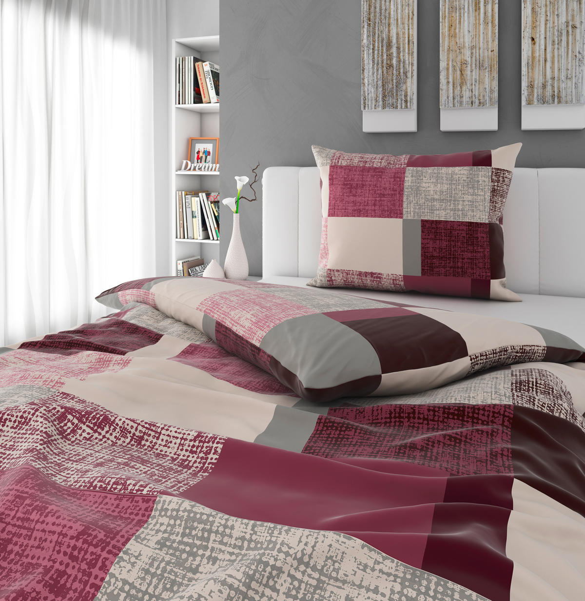 POSTELJINA CUBY 140/200 cm saten bordo  - bordo, Konvencionalno, tekstil (140/200cm) - Esposa
