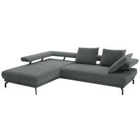 ECKSOFA Fino in Chenille Graugrün  224/305 cm  - Schwarz/Graugrün, Design, Textil/Metall (224/305cm) - Dieter Knoll