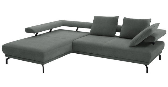 ECKSOFA Fino in Chenille Graugrün  224/305 cm  - Schwarz/Graugrün, Design, Textil/Metall (224/305cm) - Dieter Knoll