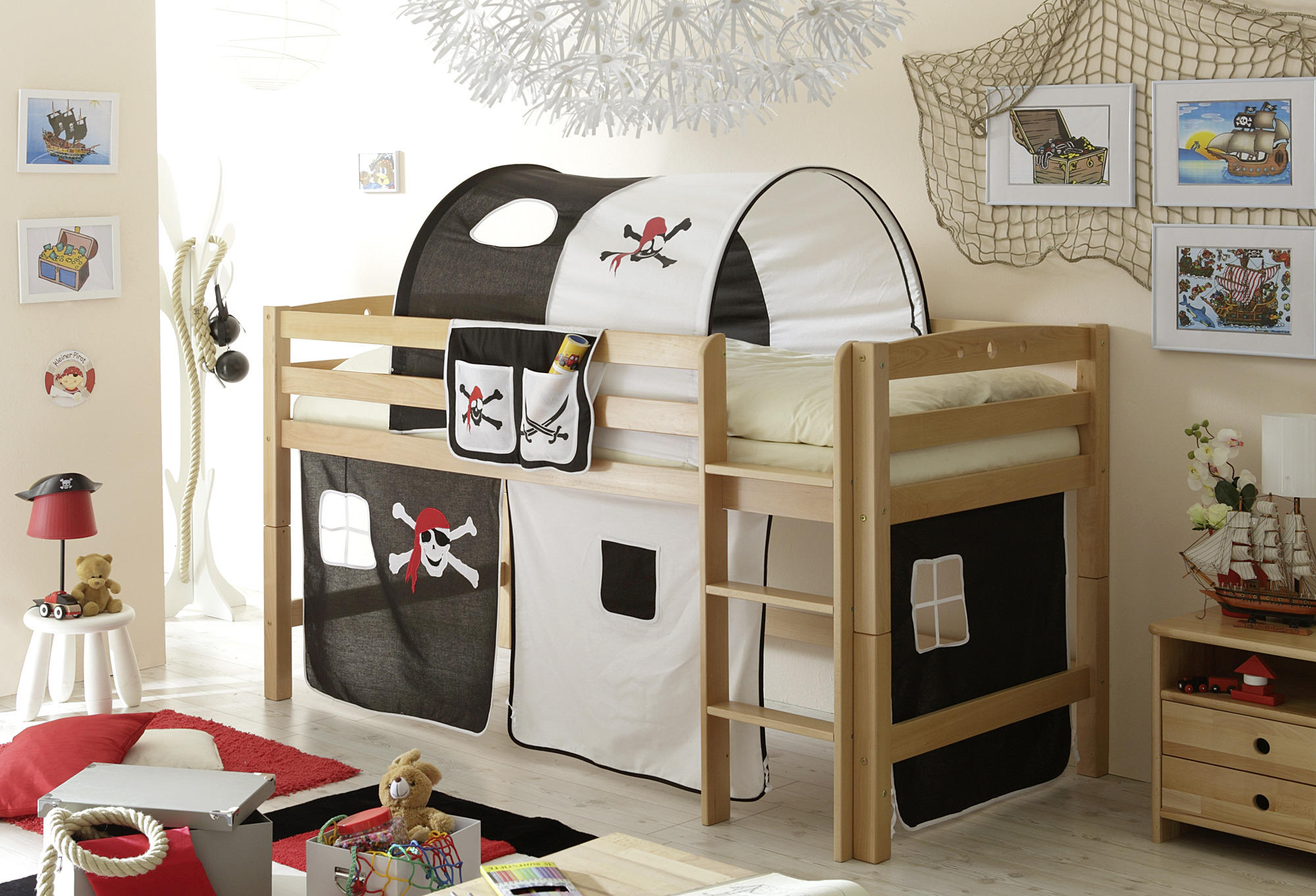 Thumbnail - Mid.you Kinderkissen, Schwarz, Weiß, Textil, Pirat, Füllung: Schaumstoff, 40x40 cm, Oeko-Tex® Standard 100, hygienisch, ...