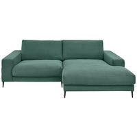 ECKSOFA Grün Feincord Rücken echt  - Schwarz/Grün, Design, Textil/Metall (253/177cm) - Dieter Knoll