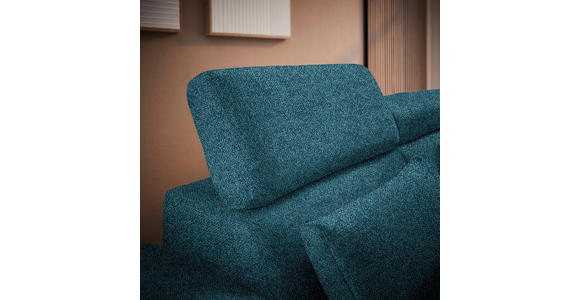 ECKSOFA Petrol Velours - Petrol/Schwarz, Design, Textil/Metall (299/264cm) - Novel