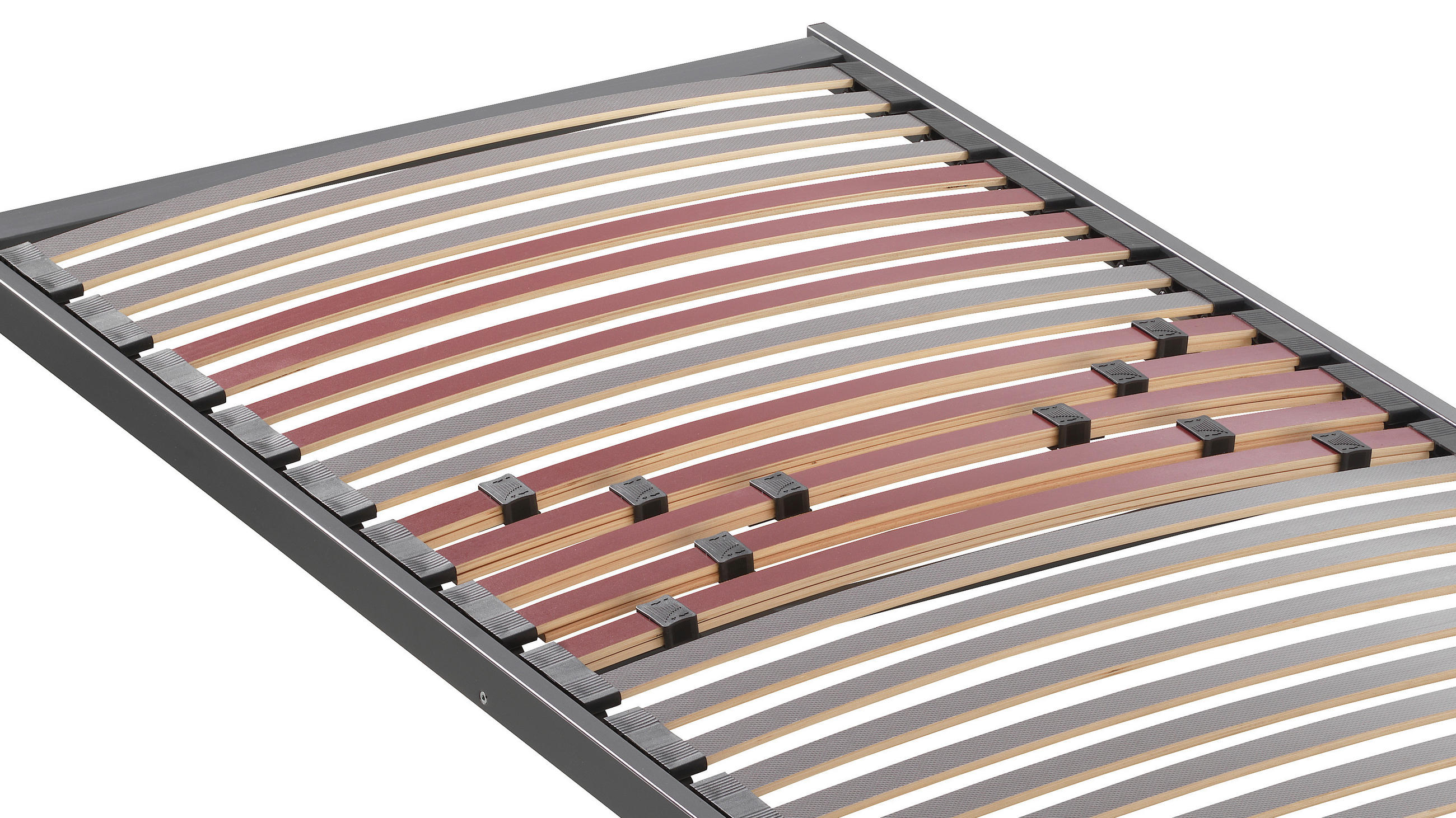 LATTENROST TOPFORM SPRINT S 80/210 cm Mittelzone verstellbar, Birke, Buche  - Dunkelgrau/Rot, Basics, Holz (80/210cm) - Novel