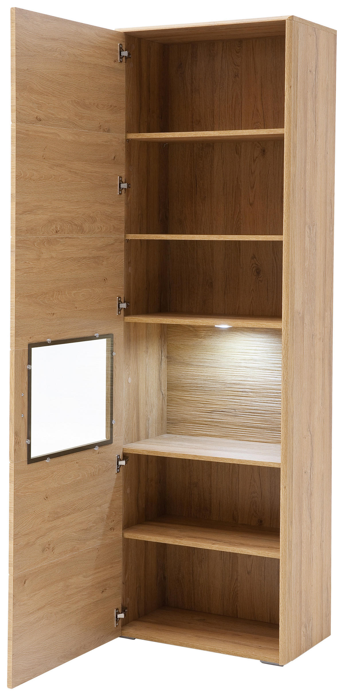 VITRINE Eichefarben  63/208/39 cm  - Eichefarben/Silberfarben, Konventionell, Glas/Holzwerkstoff (63/208/39cm) - Cantus