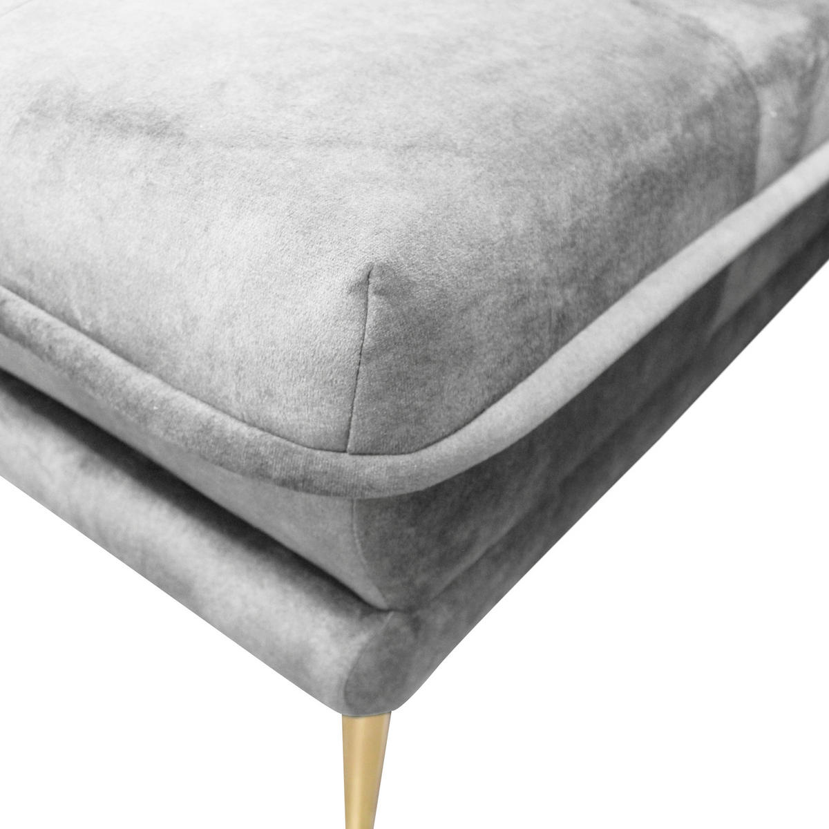 ECKSOFA Grau Velours  - Goldfarben/Grau, Design, Textil/Metall (196/264cm) - MID.YOU