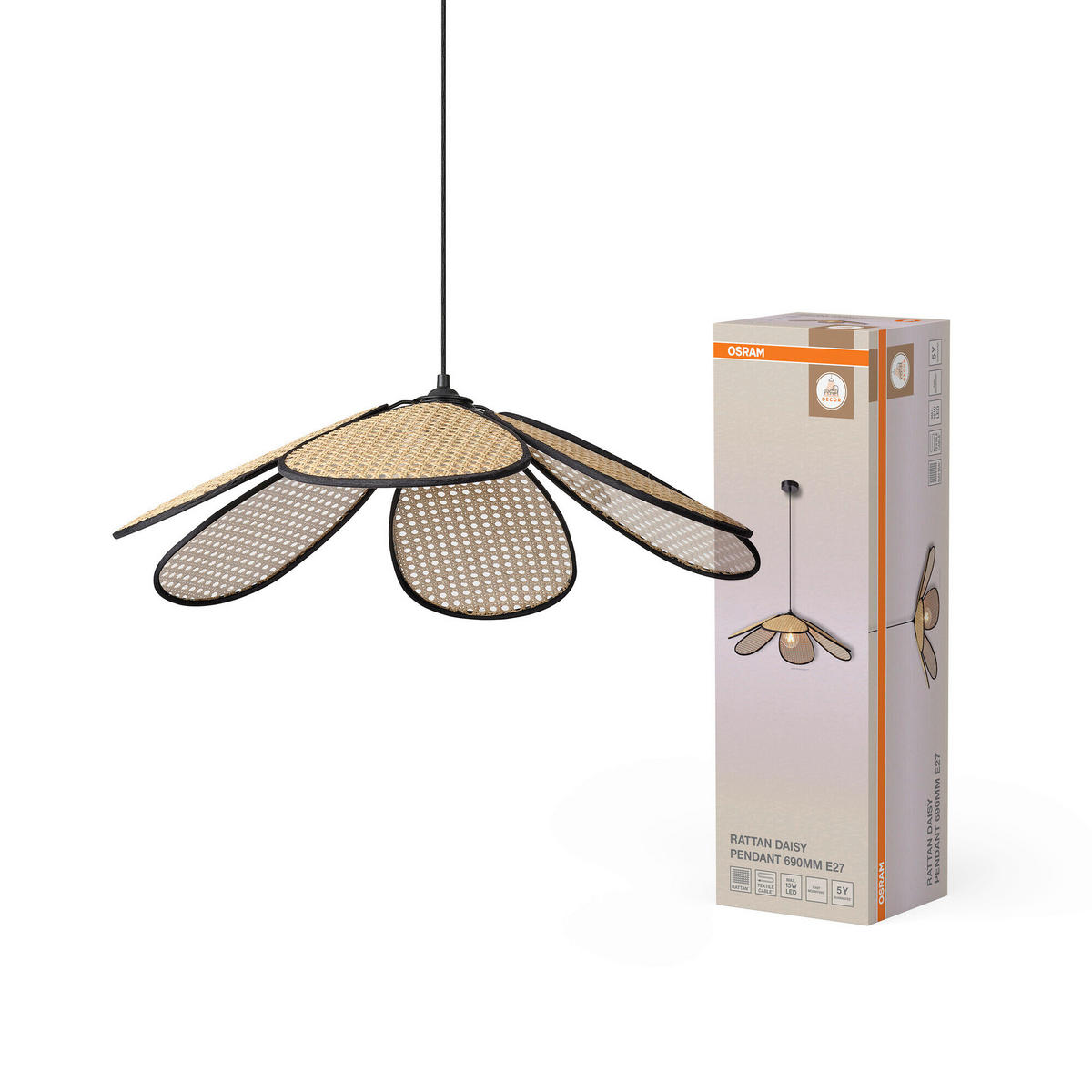 HÄNGELEUCHTE 69/124,5 cm  - Beige, Basics, Holz/Metall (69/124,5cm) - Osram