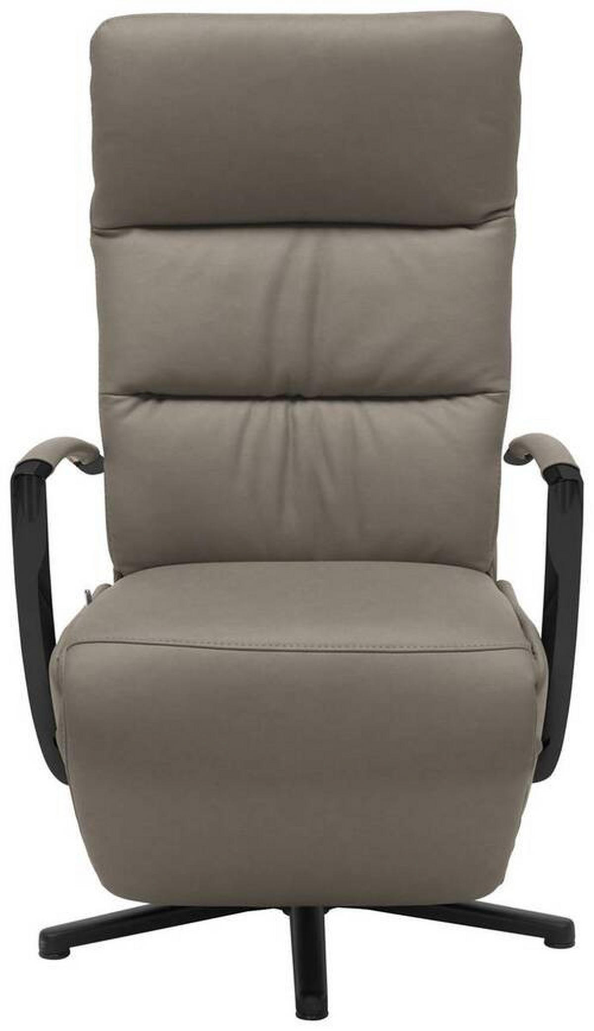 RELAXSESSEL in Leder Graubraun  - Graubraun/Schwarz, Design, Leder/Metall (64/112/80cm) - Cantus
