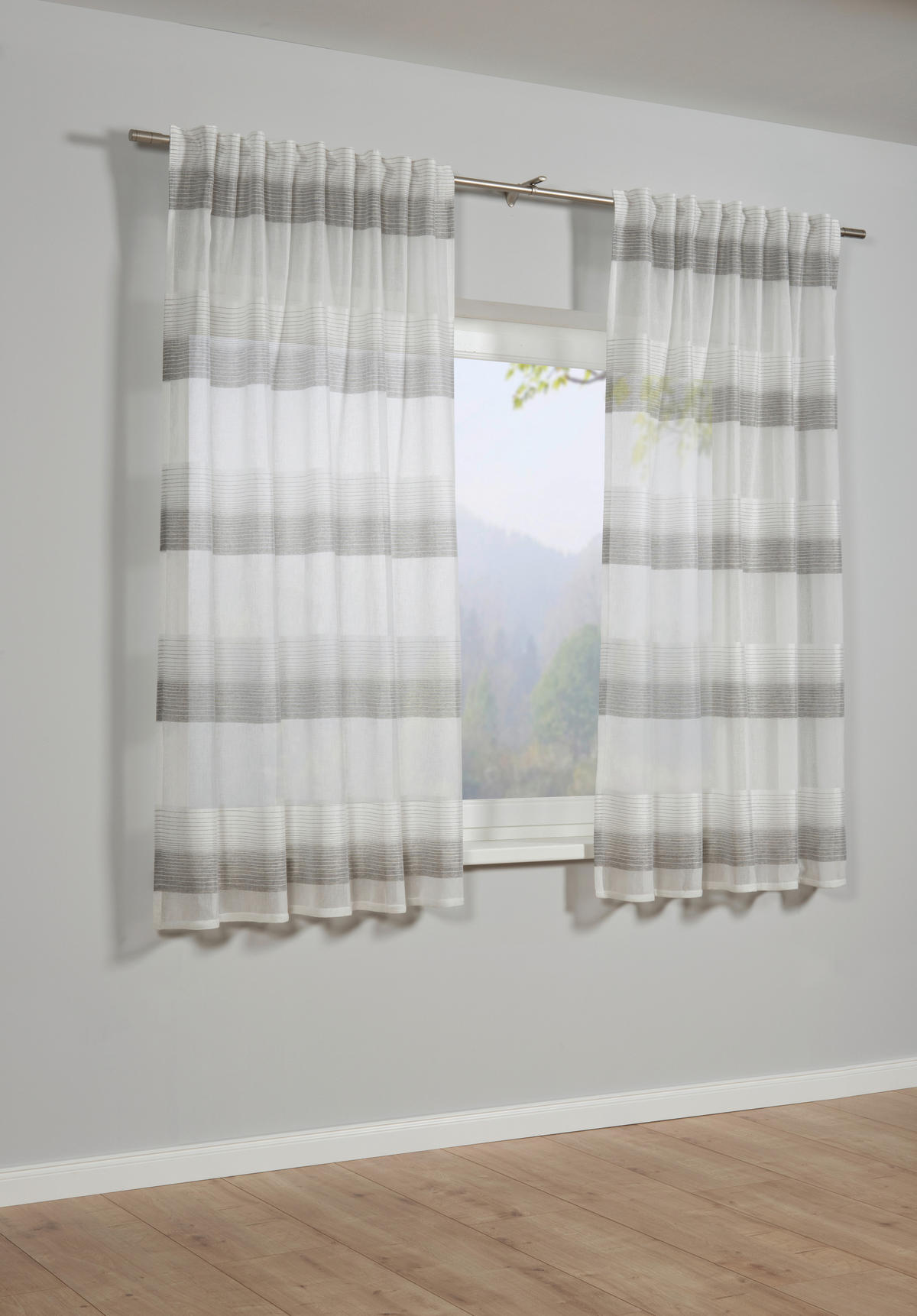 KOMBINIRANA ZAVESA  pol prosojno  140/175 cm   - siva/bela, Konvencionalno, tekstil (140/175cm)