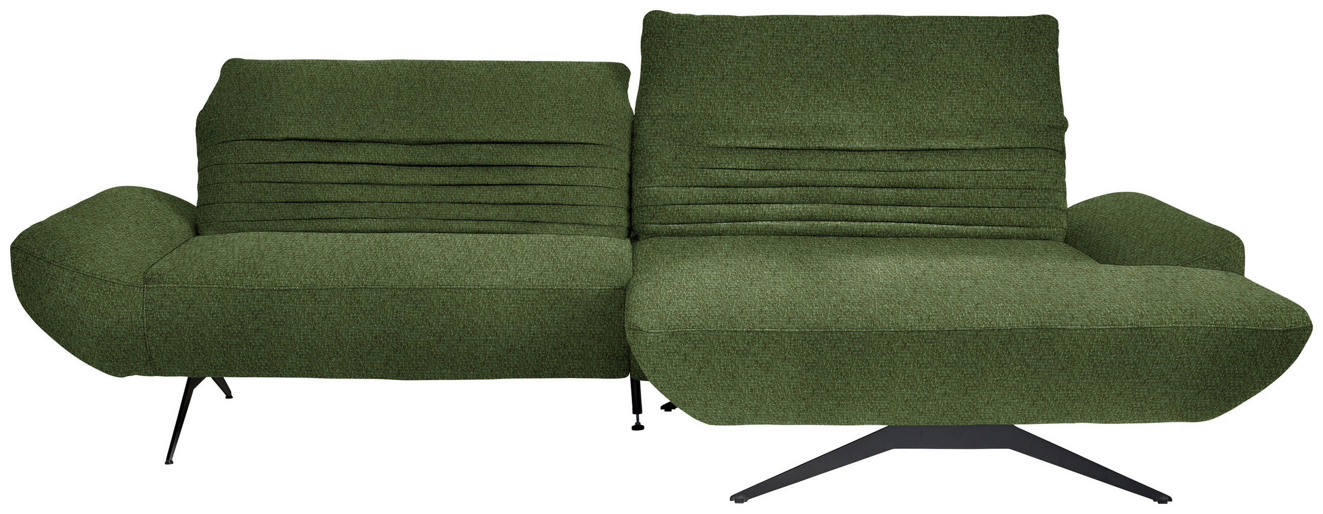 ECKSOFA in Chenille Grün  - Schwarz/Grün, Design, Textil/Metall (280/170-195cm) - Dieter Knoll