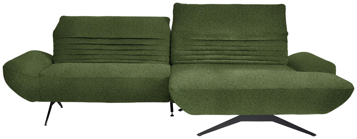 ECKSOFA in Chenille Grün  - Schwarz/Grün, Design, Textil/Metall (280/170-195cm) - Dieter Knoll