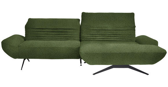ECKSOFA  in Chenille Grün  280/170-195 cm  - Schwarz/Grün, Design, Textil/Metall (280/170-195cm) - Dieter Knoll