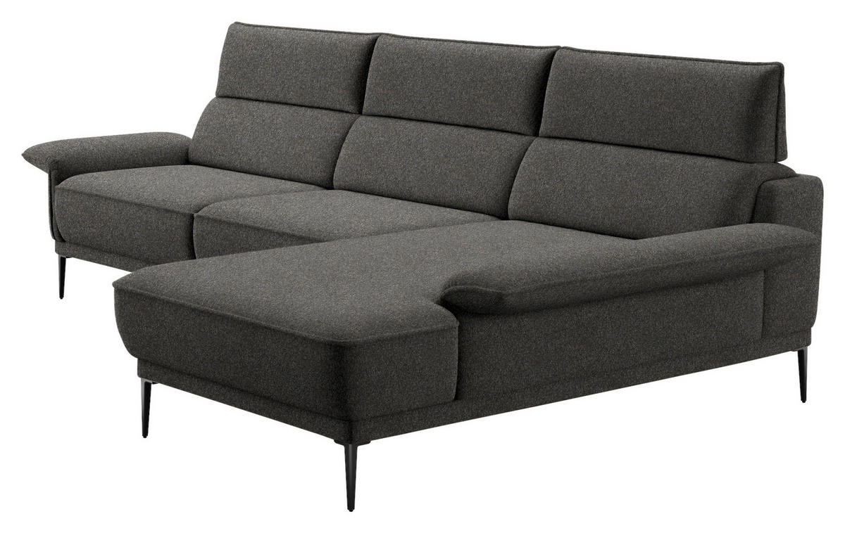 ECKSOFA in Bouclé Dunkelgrau  330/186 cm  - Dunkelgrau/Schwarz, Design, Textil/Metall (330/186cm) - Johann Jakob