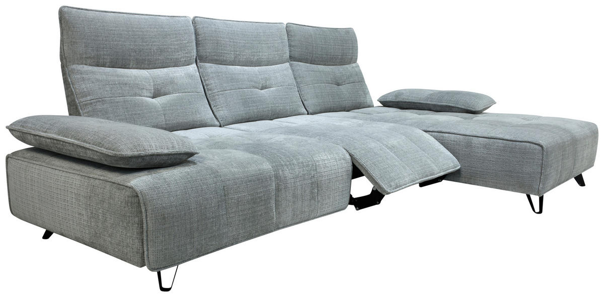 ECKSOFA Hellgrau Chenille  - Hellgrau/Schwarz, Design, Kunststoff/Textil (314/162cm) - Livetastic